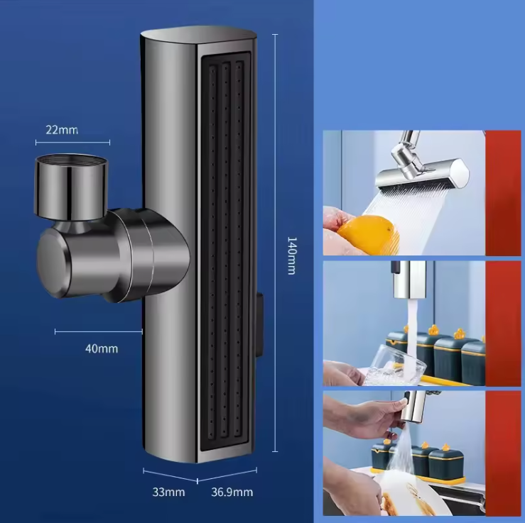 Boquilla de extensión de grifo giratoria universal con aireador a prueba de salpicaduras
