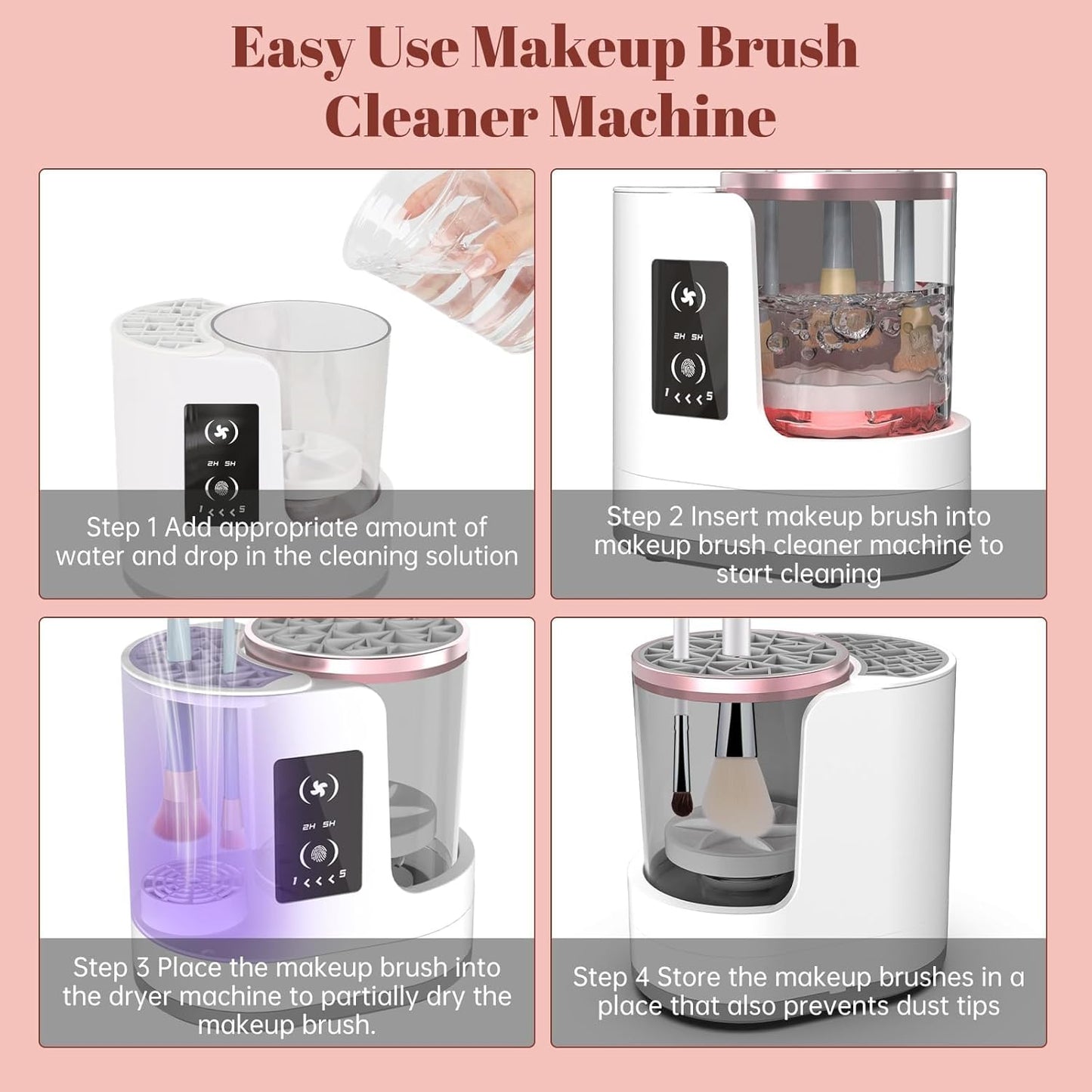 Portable Electric Makeup Brush Cleaner – Automatic Spinning Cosmetic Brush Cleaning Tool for All Brush Sizes