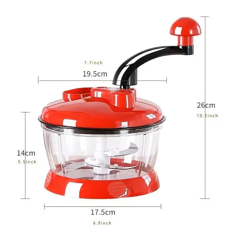 Manual Garlic Chopper & Vegetable Cutter - Multifunction Hand-Powered Food Processor & Meat Grinder - Onion, Chili & Ginger Slicer Masher