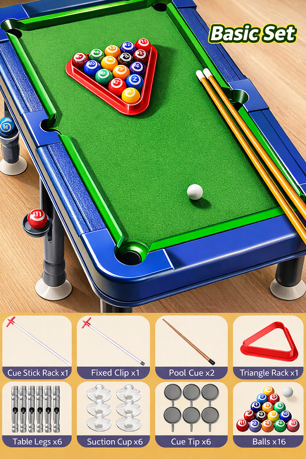 Conjunto de Mini Bilhar de Mesa – Jogo Portátil de Bilhar e Snooker para Crianças