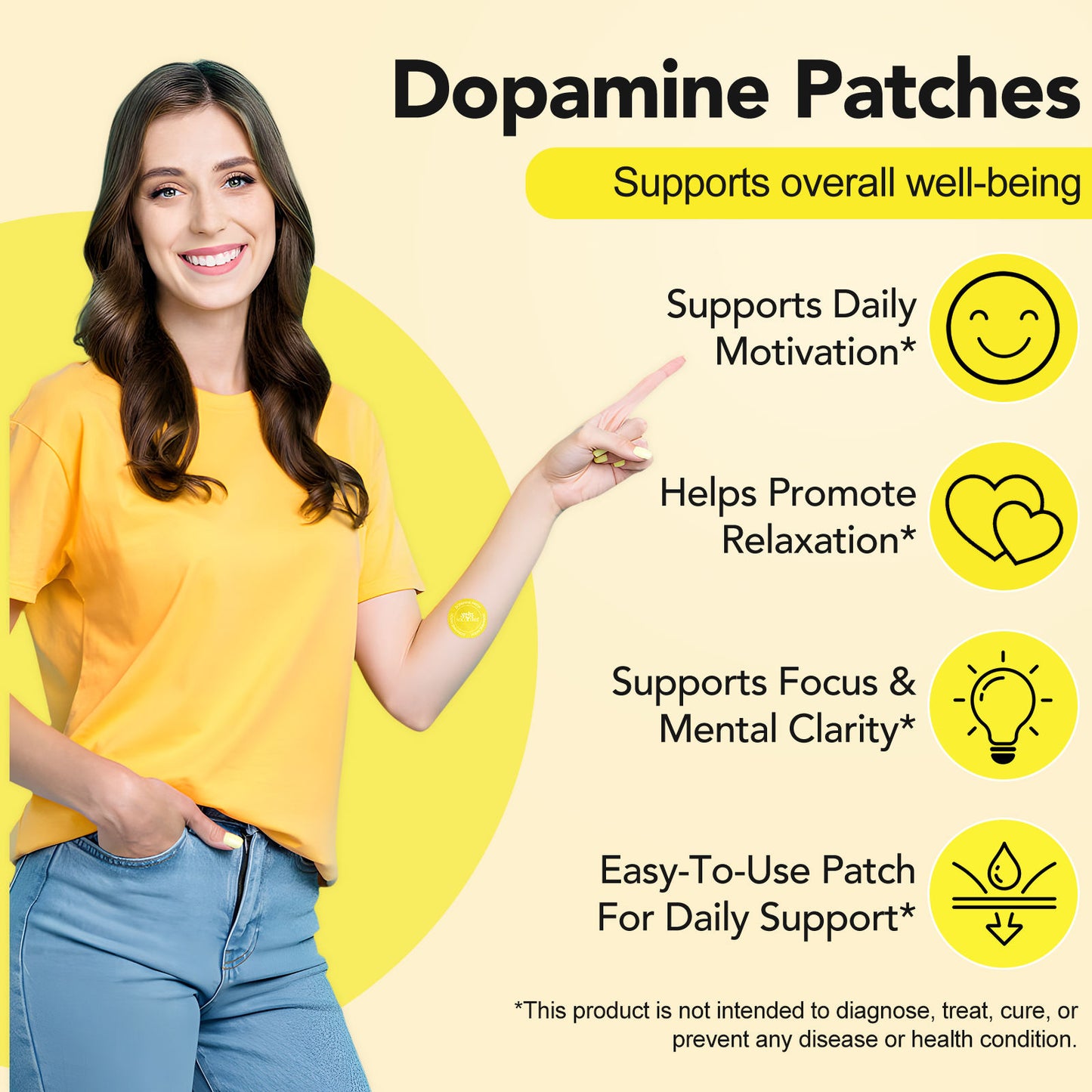Solotree Dopamine Transdermal Patches – Natural Focus & Mood Support Patches for Cognitive Clarity & Motivation