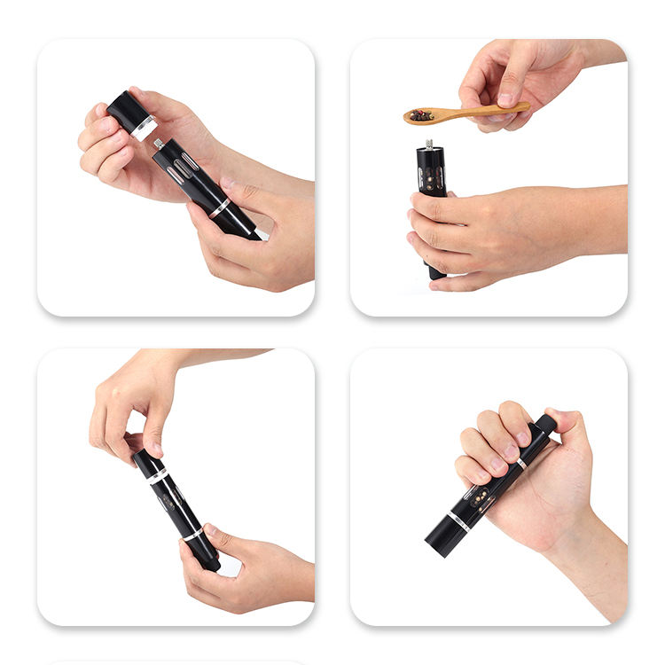 One-Handed Stainless Steel Thumb Press Spice Grinder Set