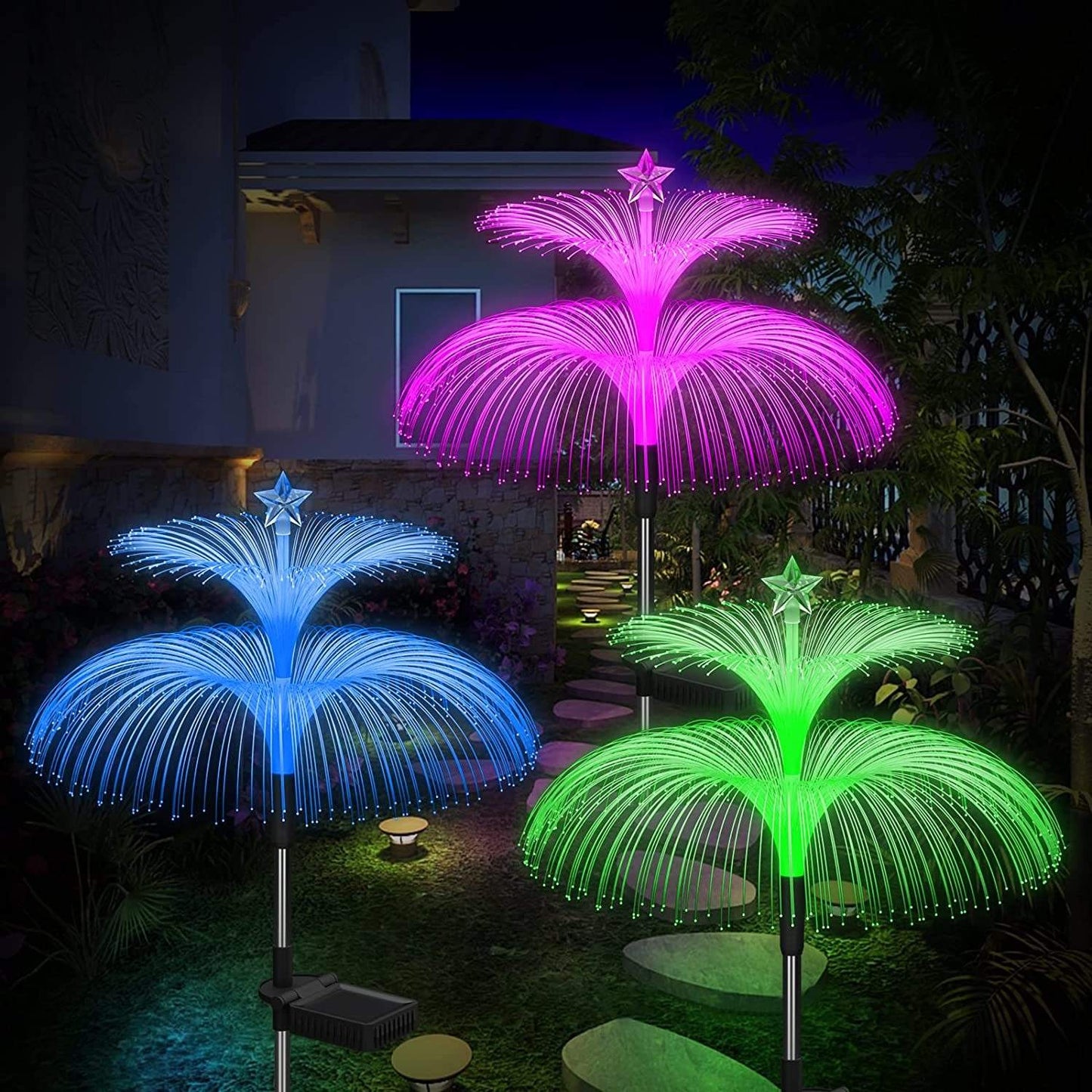 Lámpara LED de medusas que cambia de color (7 colores) – Luz navideña luminosa para exteriores