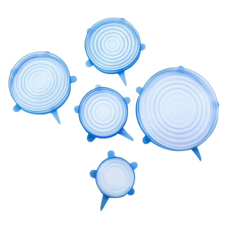 Stretch Lids Reusable Silicone Covers - 6-Pack Multi-Size Universal Food Fresh Covers