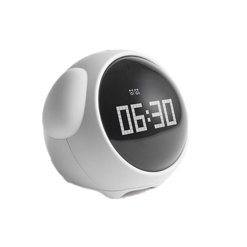 Candeeiro de Mesa LED com Expressão de Pixel - Despertador Digital Inteligente para Crianças, Luz Noturna Ativada por Voz e Função Snooze