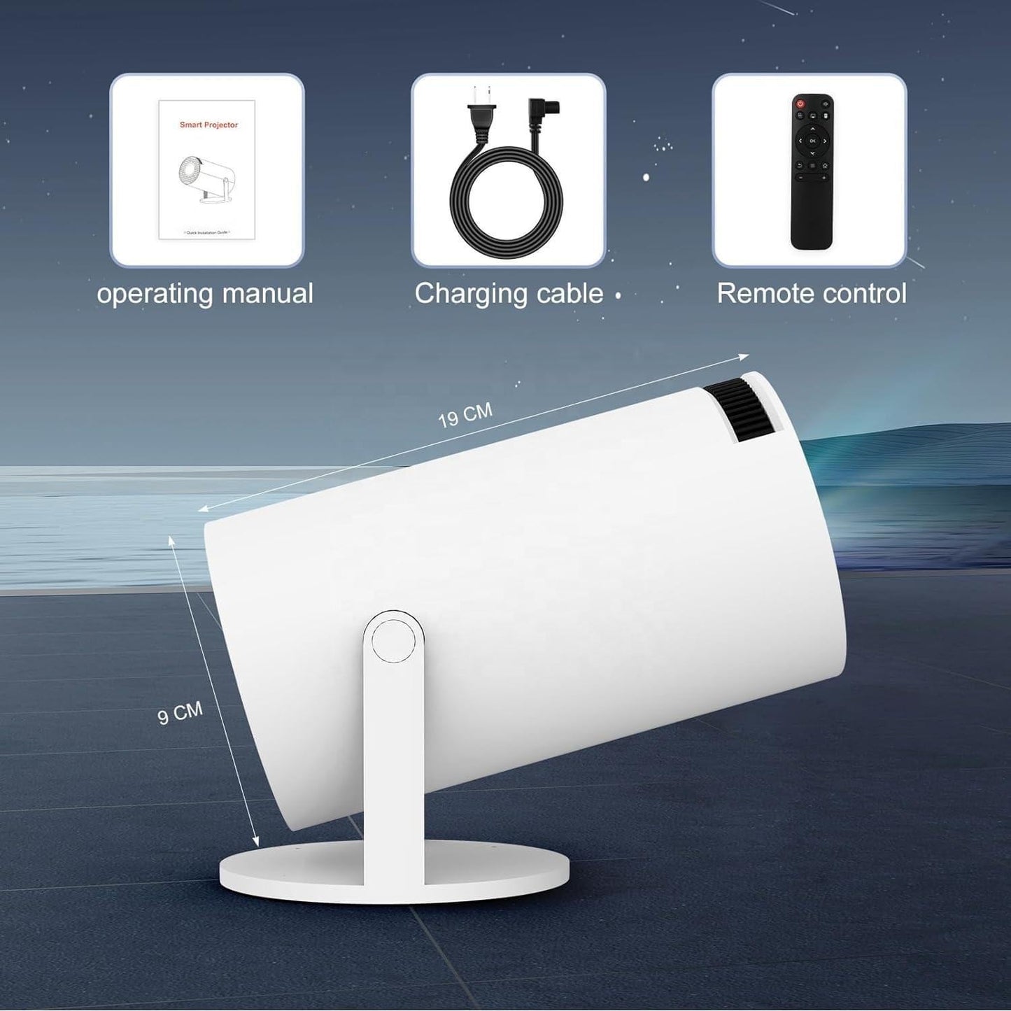 Proyector inteligente portátil con sistema Android – Mini proyector de cine en casa con WiFi 5G y Bluetooth