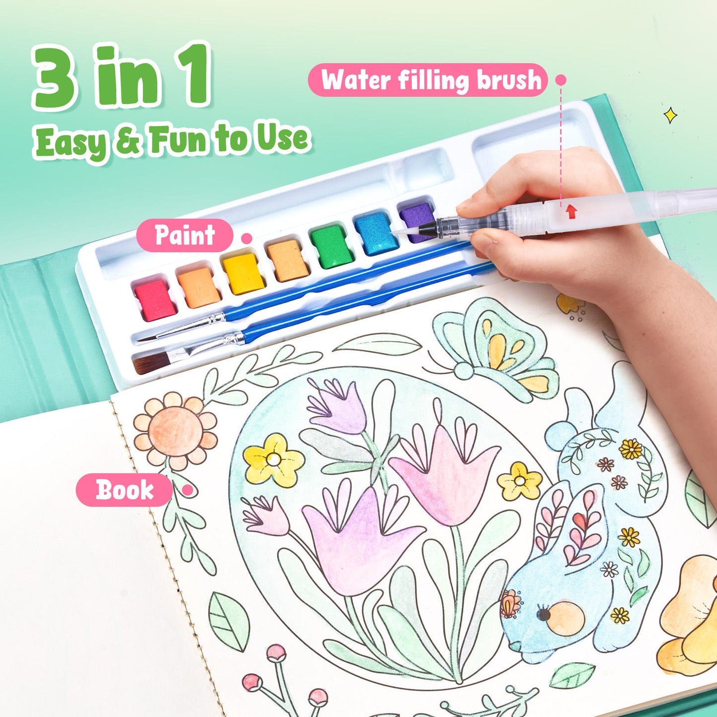 Libro para colorear con agua sin desorden para niños