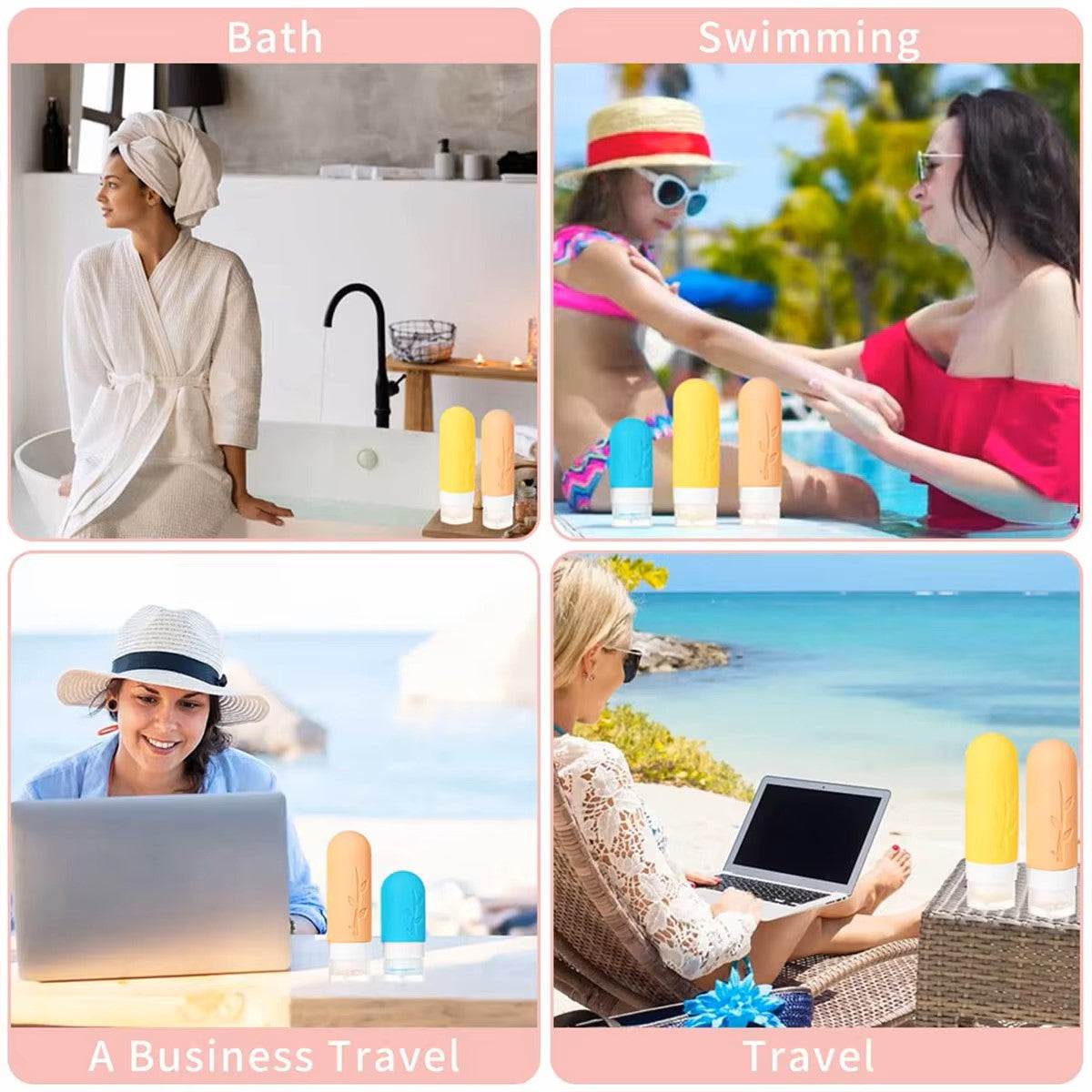 17-Pcs. Leakproof Travel Bottle Set, Silicone Containers for Shampoo, Lotion, & Soap with Storage Bag