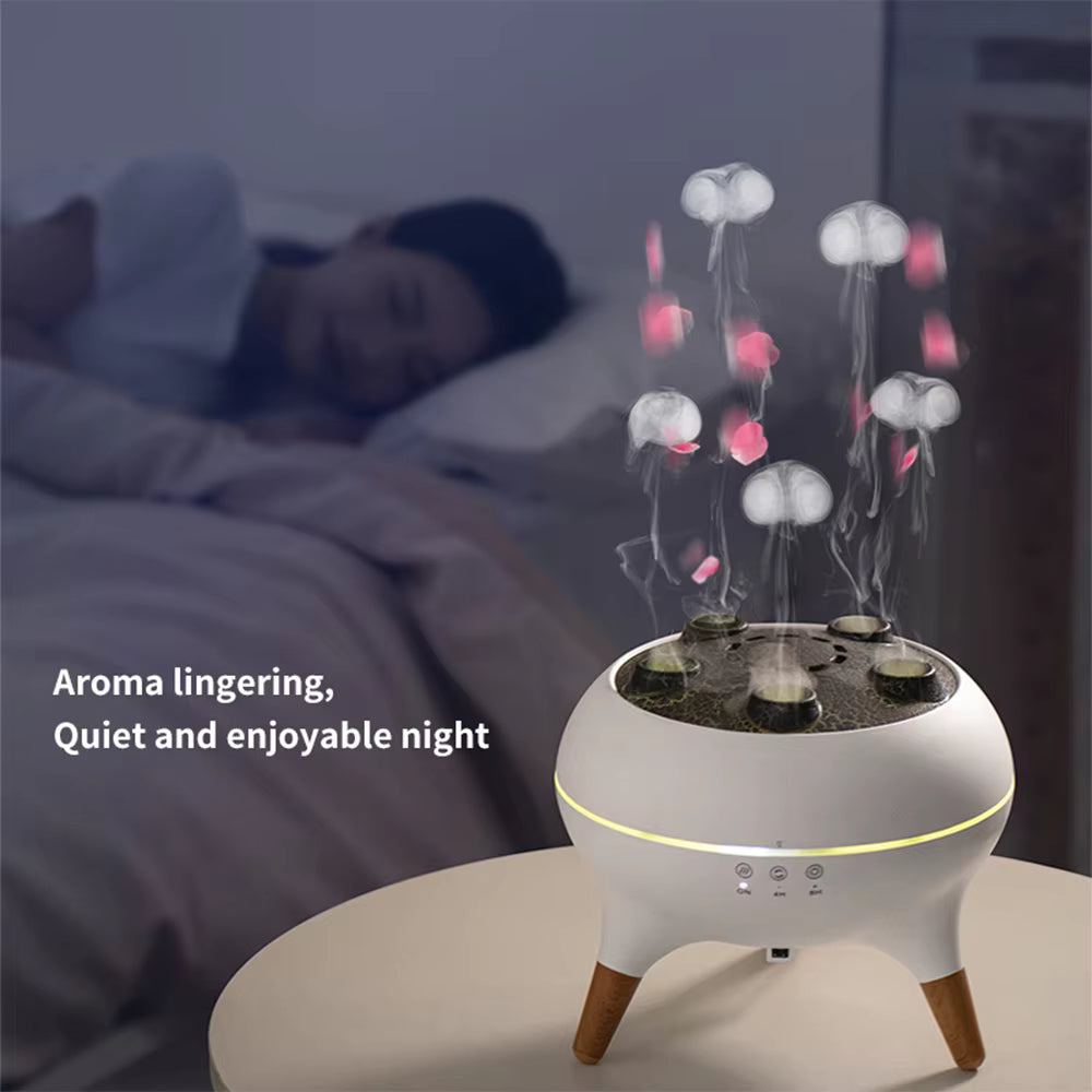 Humidificador de Ar e Difusor de Aroma Medusa Cinética – Criador de Névoa com Anel de Fumo Dinâmico – Luz Ambiente LED com Gradiente de 7 Cores