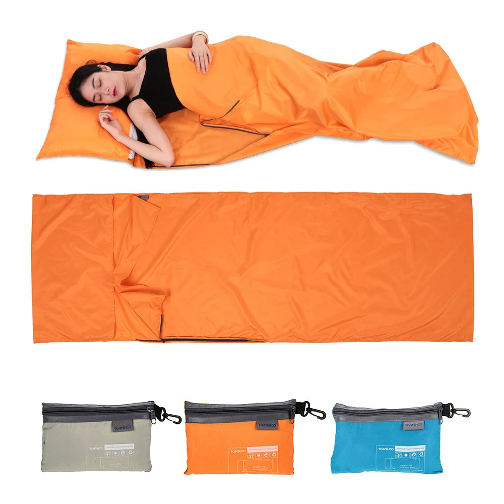 Forro de Saco Cama Portátil com Fronha para Viagens e Campismo
