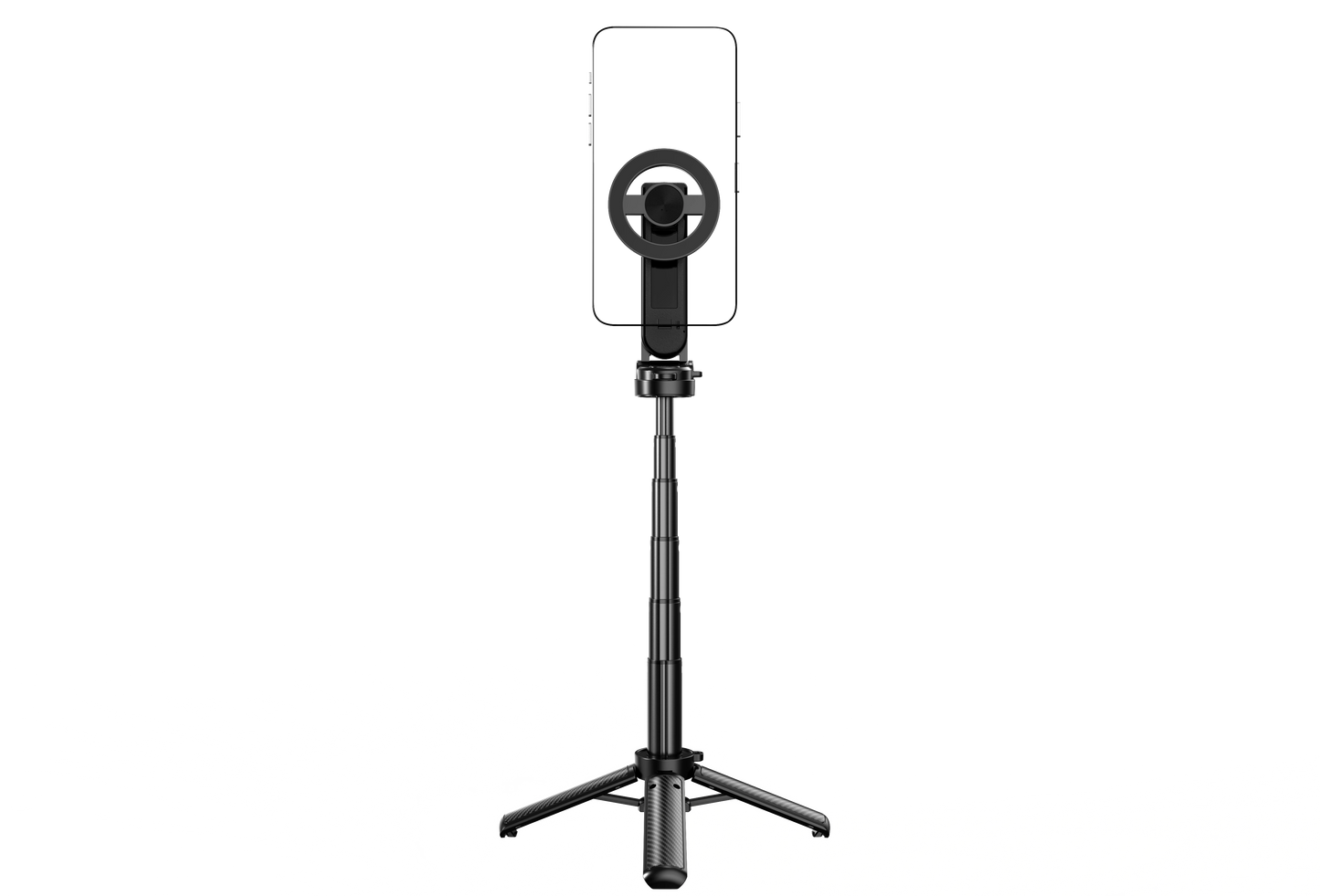 Pau de Selfie Magnético Mini 4 em 1 com Tripé – Suporte de Telemóvel Rotativo 360° Compatível com MagSafe e Controlo Remoto Bluetooth