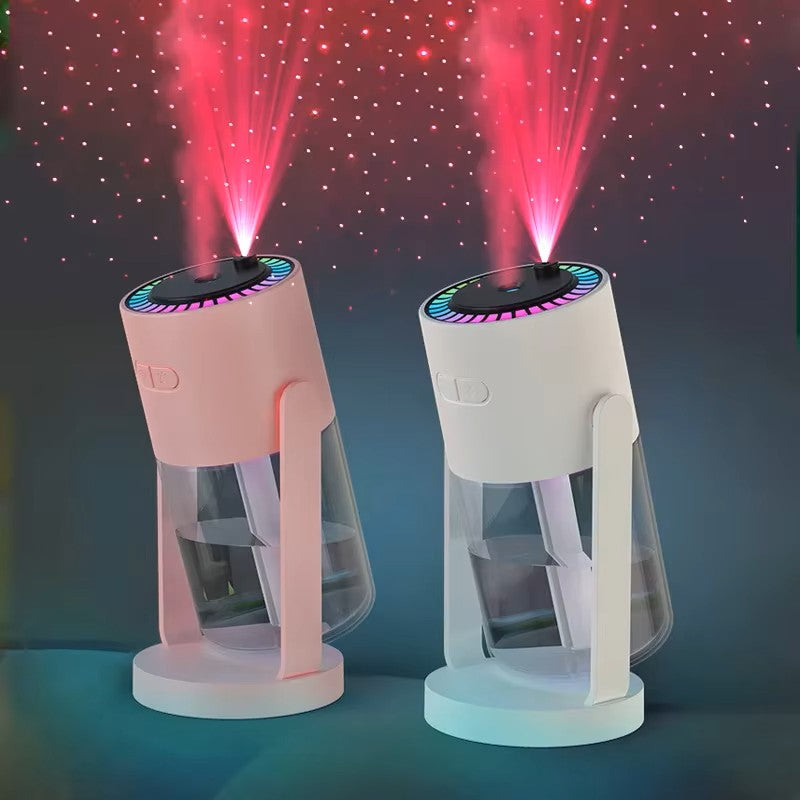 Humidificador portátil con proyector de cielo estrellado - Máquina de niebla ultrasónica y luz de galaxia giratoria 2 en 1 para el hogar, el coche y el dormitorio
