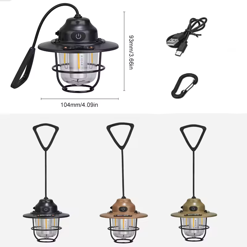 Portable Camping Lantern - Waterproof, Dimmable with Rechargeable 1200mAh Battery