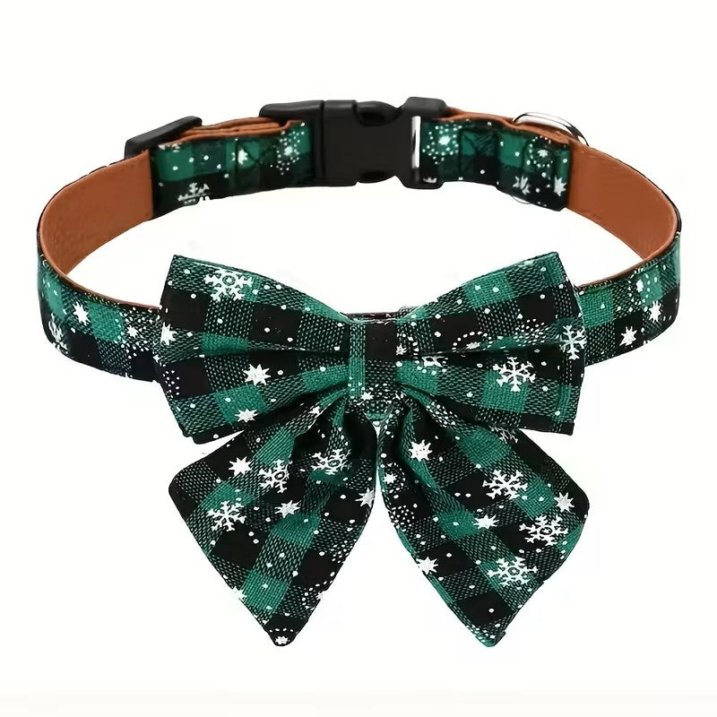 Christmas Dog Collar with Detachable Bow Tie