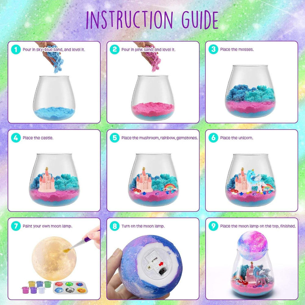 Kit de Lámpara Lunar para Pintar Niños – Set de Manualidades de Galaxia que se Ilumina con Soporte