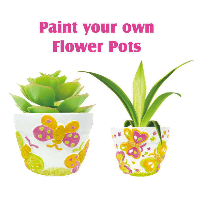 Kit de Pintura DIY para Vaso de Flores de Gesso – Conjunto de Artesanato 3D com Tintas e Pincéis