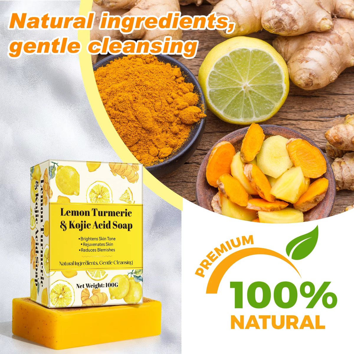 Lemon Turmeric & Kojic Acid Brightening Cleansing Bar