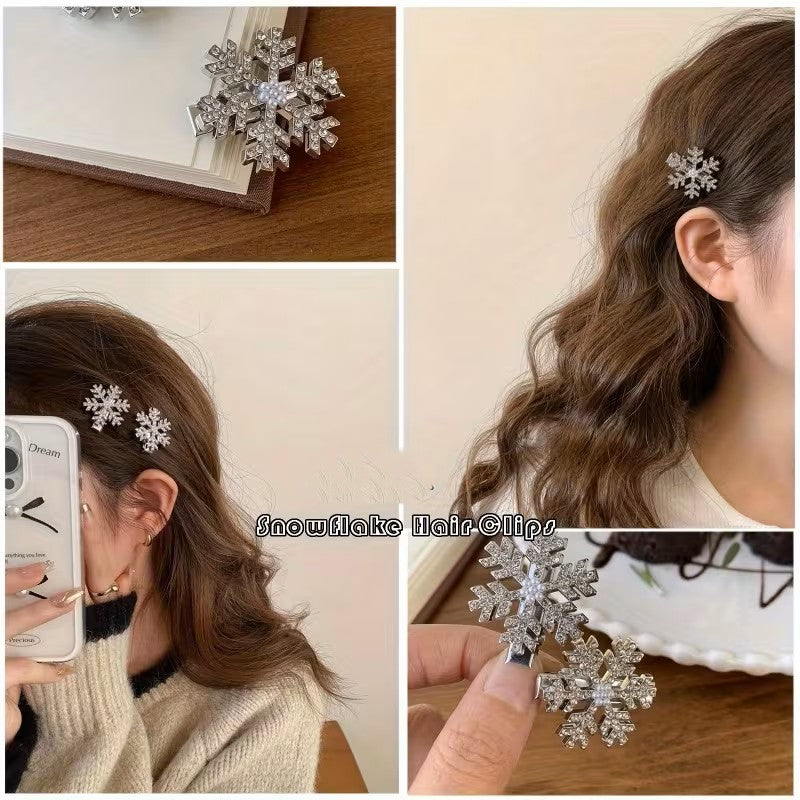 Sparkling Diamond Snow Hair Clips – Elegant Winter Metal Alligator Barrettes