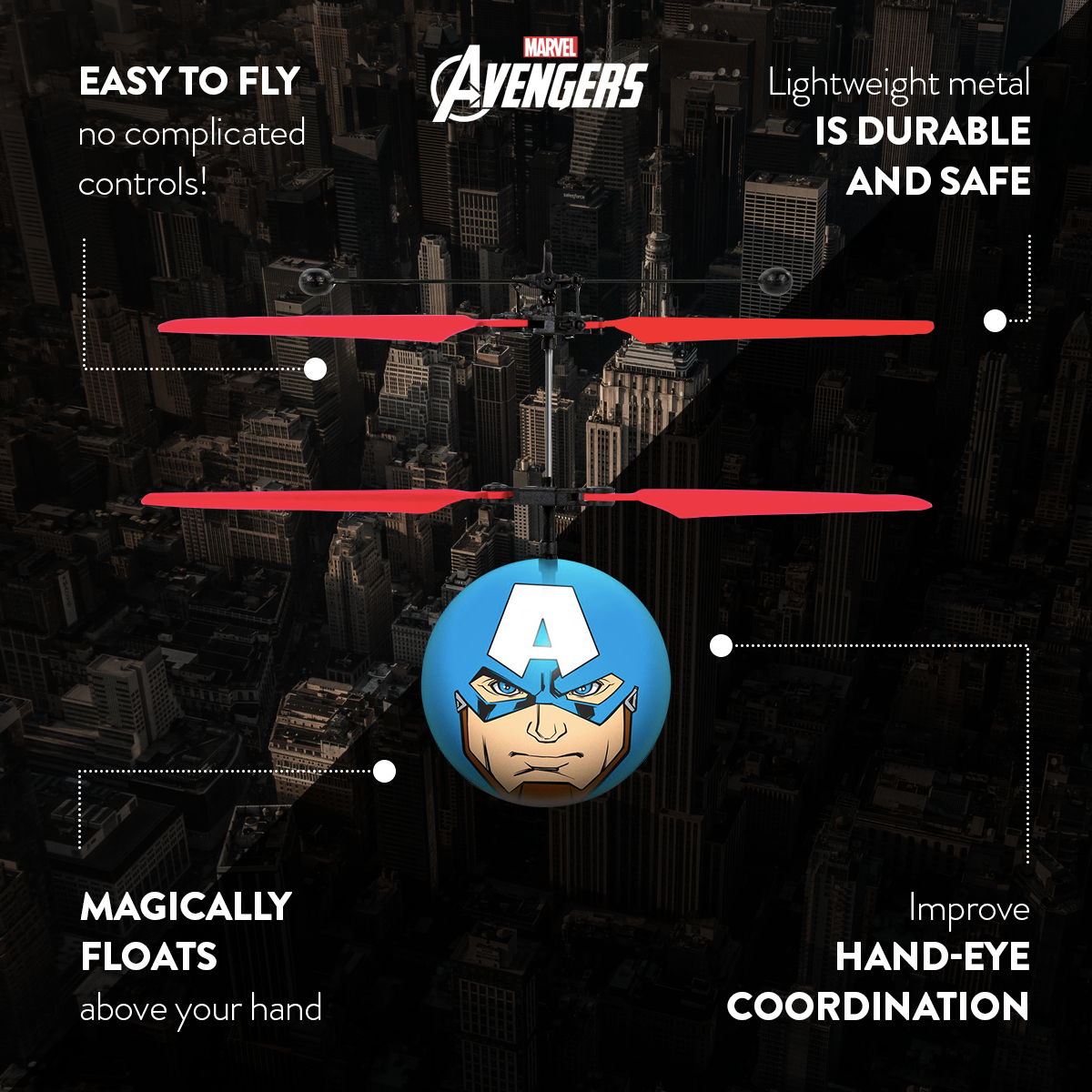 Helicóptero Bola OVNI IR Marvel Avengers Capitão América