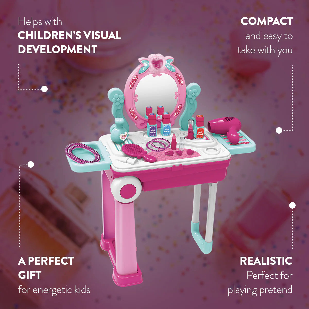 Maleta de Belleza "Pequeña Bella" – Juego de Maquillaje y Estilismo de 24 Piezas para Niñas