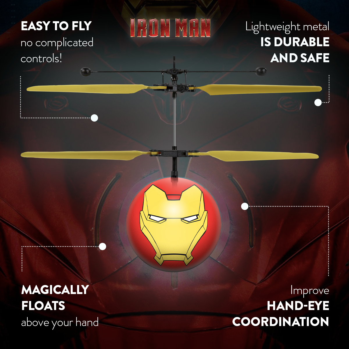 Marvel Avengers Iron Man IR Bola Voadora Helicóptero