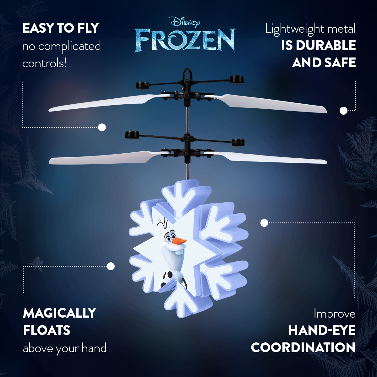 Helicóptero Bola OVNI de Infravermelhos com Deteção de Movimento Olaf, Disney Frozen