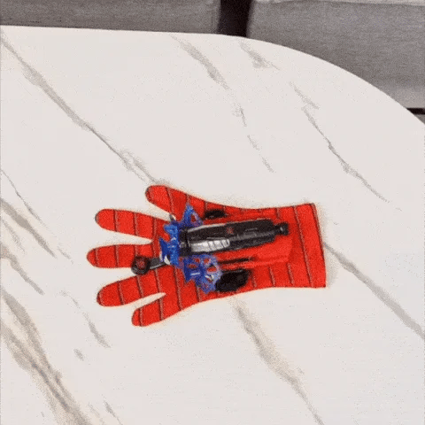 LED Flying Web-Shooter Toy for Kids with Interactive Wall Launcher