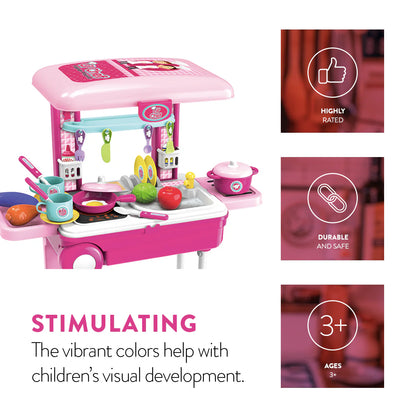 Conjunto de Brinquedos Chef de Mala – Kit de Cozinha e Brincadeira de Faz de Conta de 37 Peças para Crianças