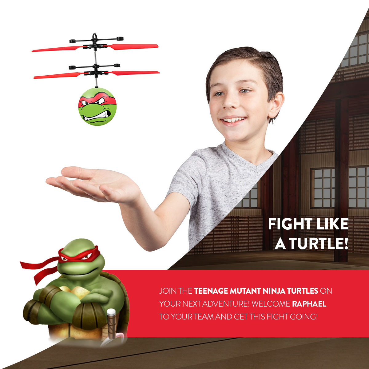Nickelodeon TMNT Raphael Figura Voadora Helicóptero Bola OVNI IR