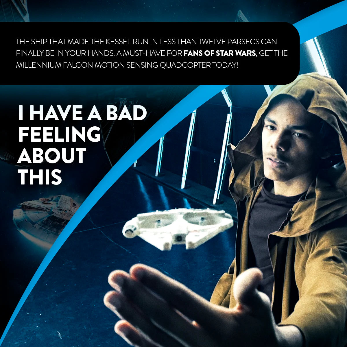 Drone Quadricóptero com Sensor de Movimento Millennium Falcon Star Wars