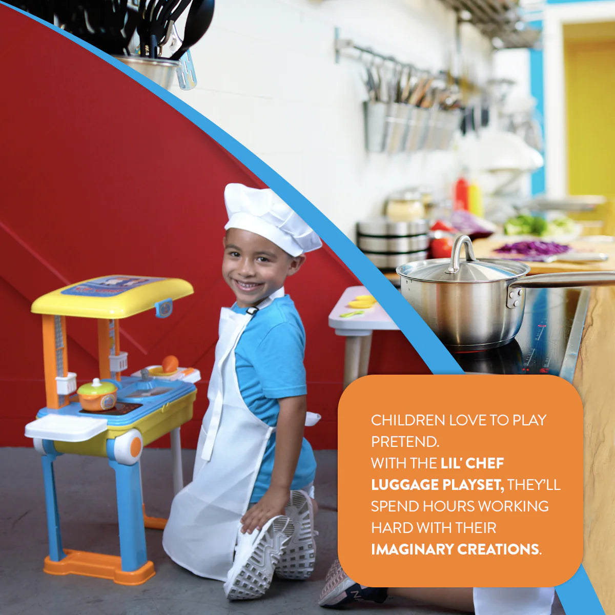 Conjunto de Brinquedos Chef de Mala – Kit de Cozinha e Brincadeira de Faz de Conta de 37 Peças para Crianças