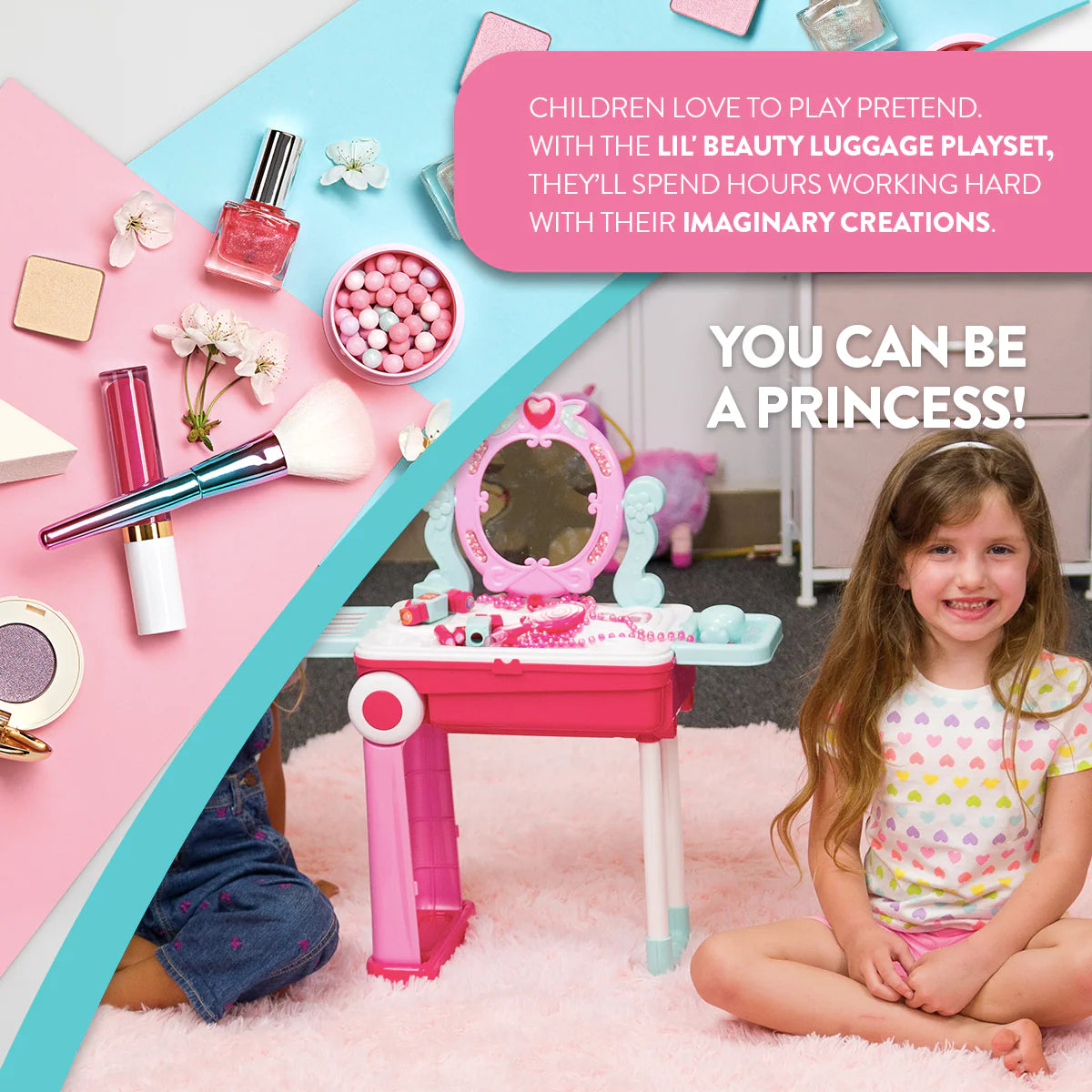 Maleta de Belleza "Pequeña Bella" – Juego de Maquillaje y Estilismo de 24 Piezas para Niñas