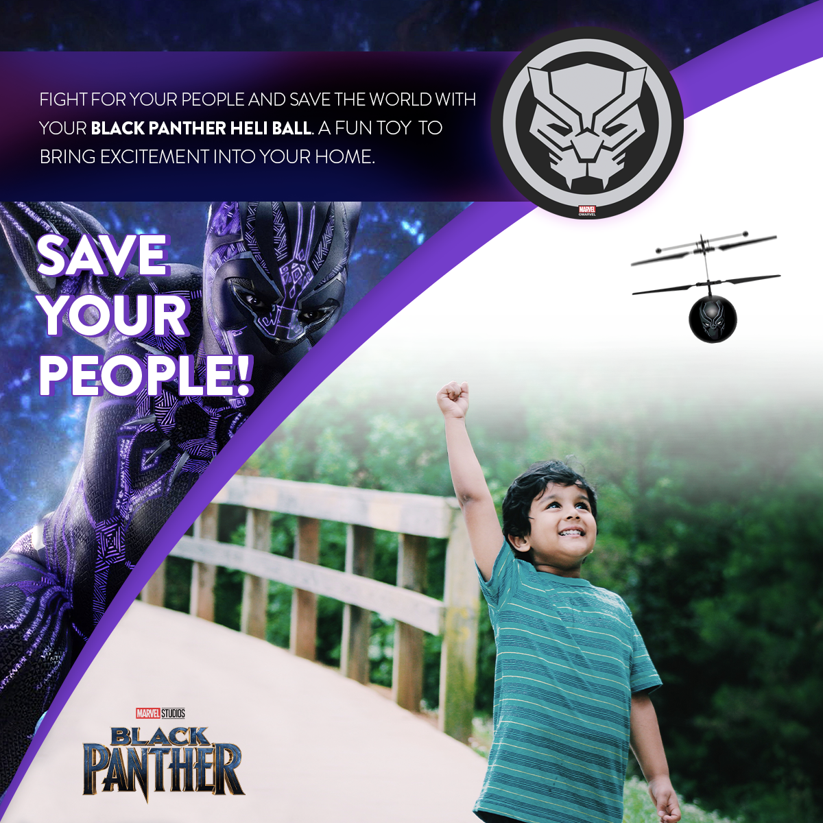 Helicóptero Marvel Avengers Black Panther IR UFO Ball
