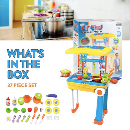 Conjunto de Brinquedos Chef de Mala – Kit de Cozinha e Brincadeira de Faz de Conta de 37 Peças para Crianças