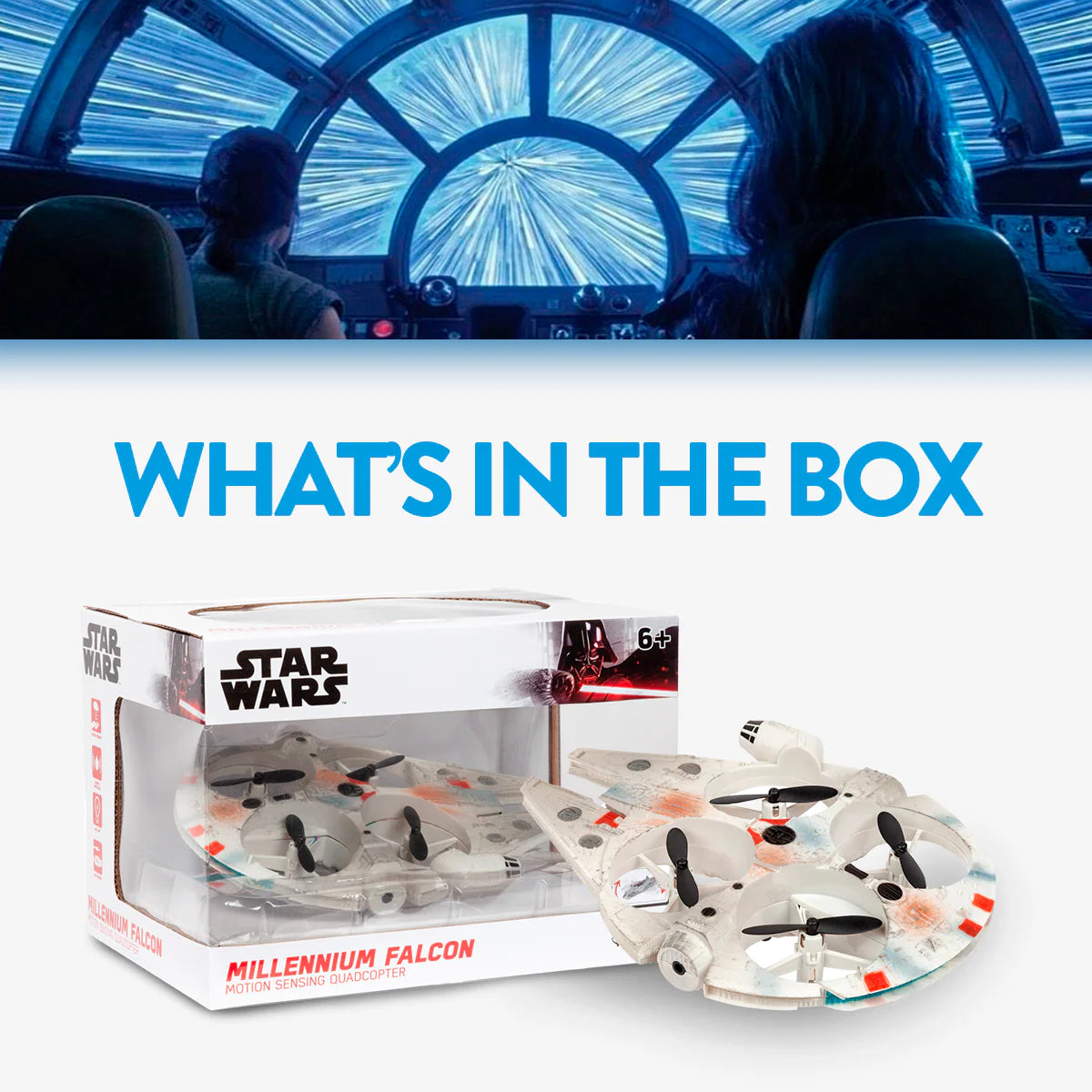 Drone Quadricóptero com Sensor de Movimento Millennium Falcon Star Wars