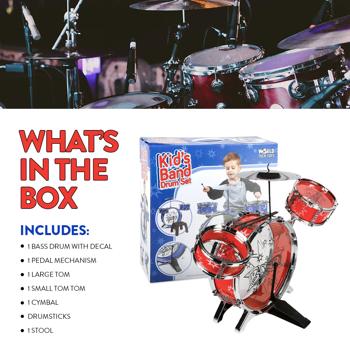 Bateria Big Band Kids – Kit de Bateria Completo para Principiantes
