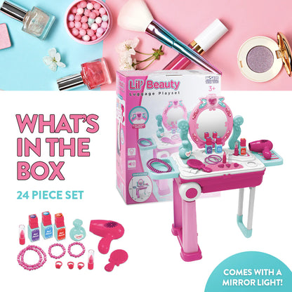 Maleta de Belleza "Pequeña Bella" – Juego de Maquillaje y Estilismo de 24 Piezas para Niñas
