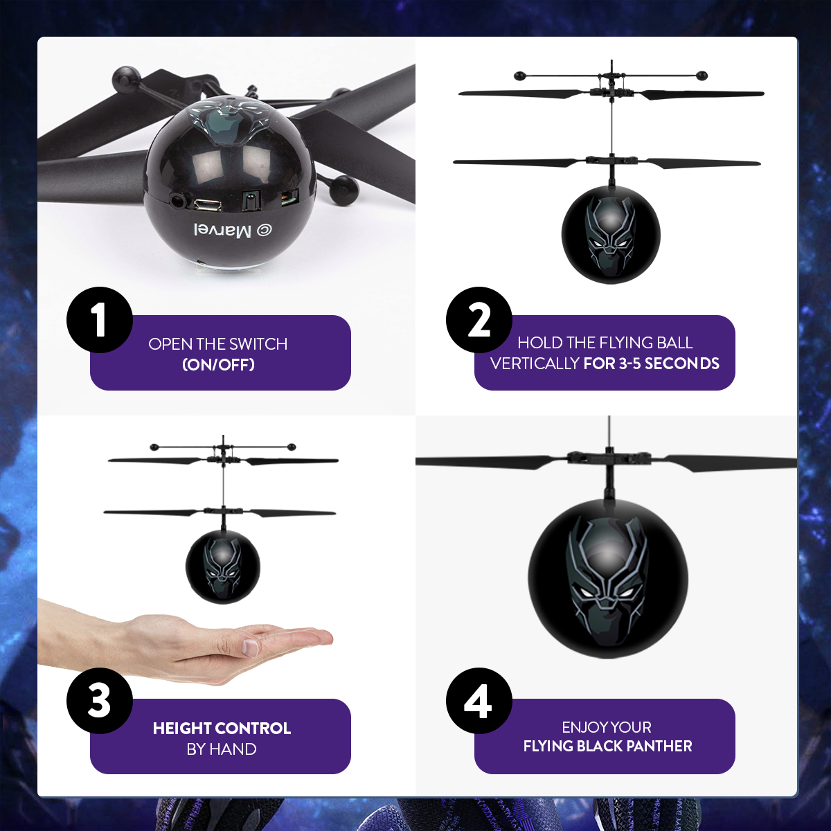 Helicóptero Marvel Avengers Black Panther IR UFO Ball
