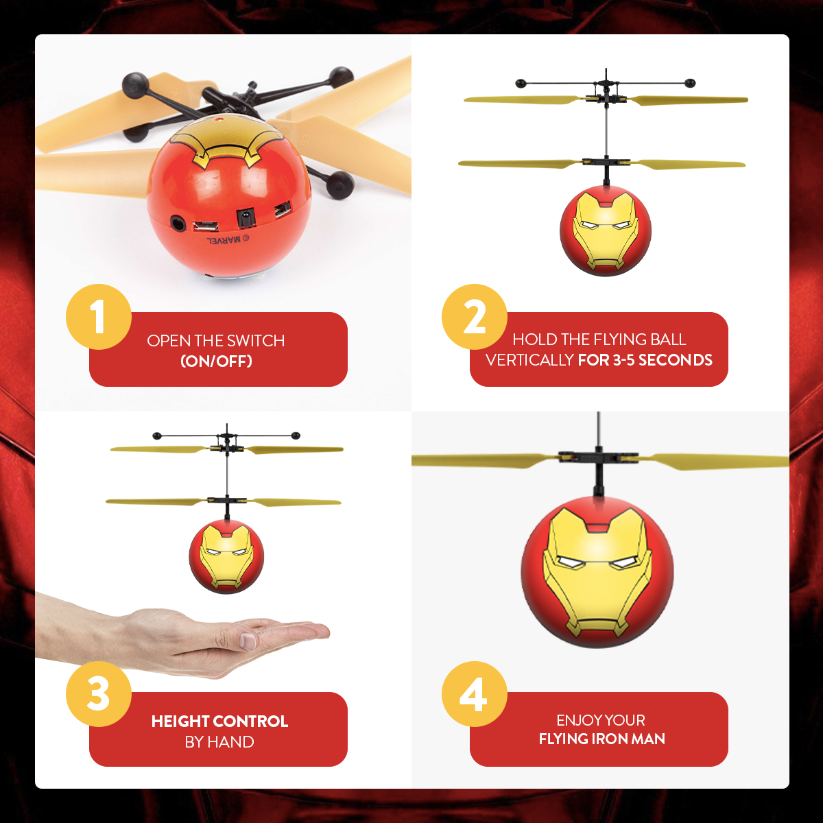 Marvel Avengers Iron Man IR Bola Voadora Helicóptero