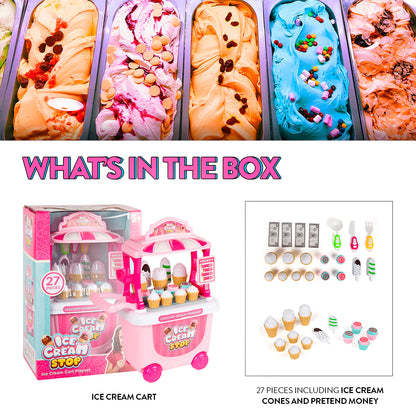 Juego de carrito de helados – Tienda de postres y carrito de dulces para niños