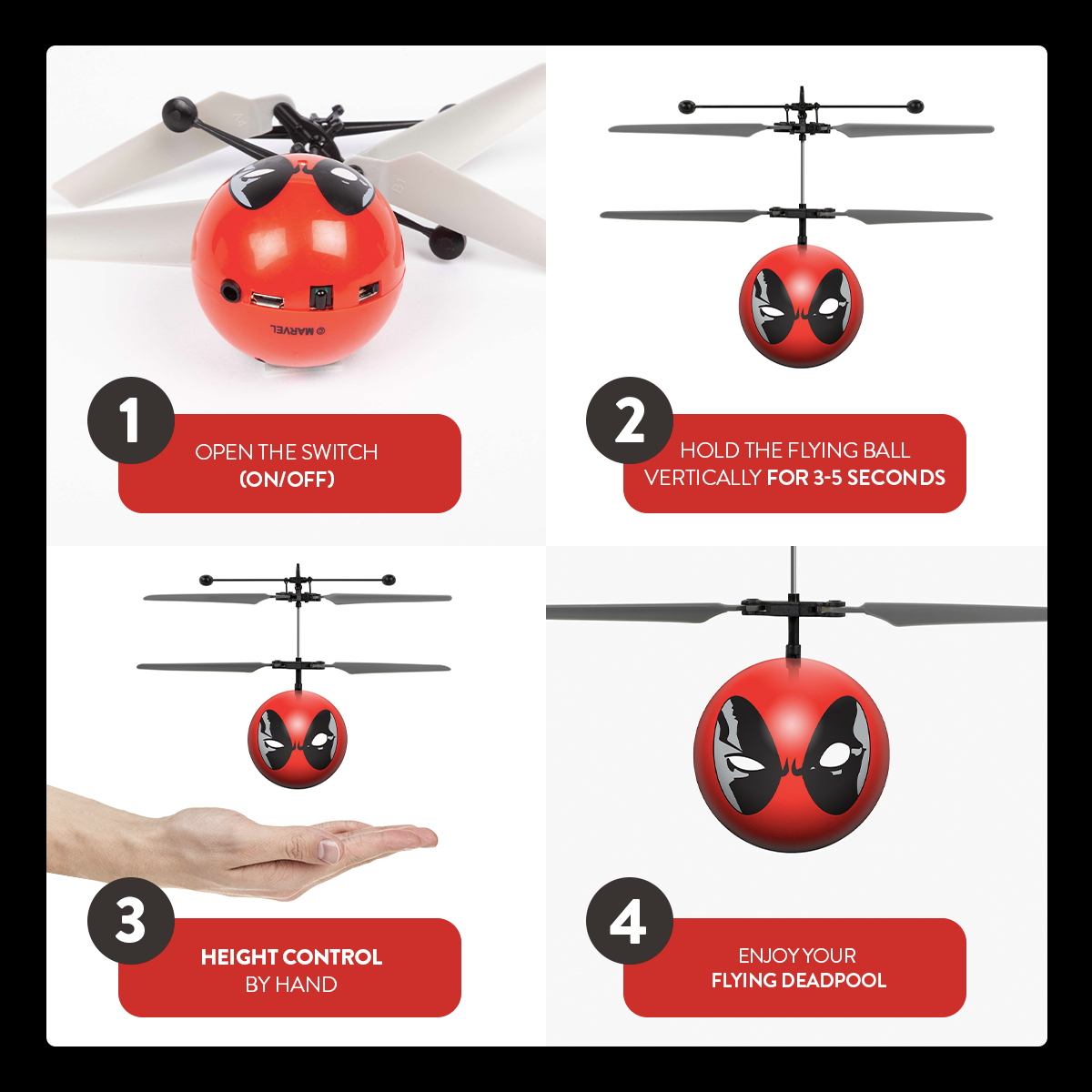 Marvel X-Men Deadpool Helicóptero IR UFO Ball