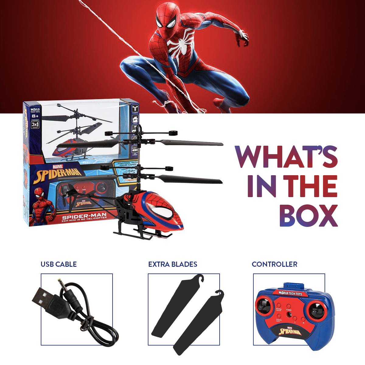 [Marvel] Spider-Man Helicóptero a control remoto de 2 canales