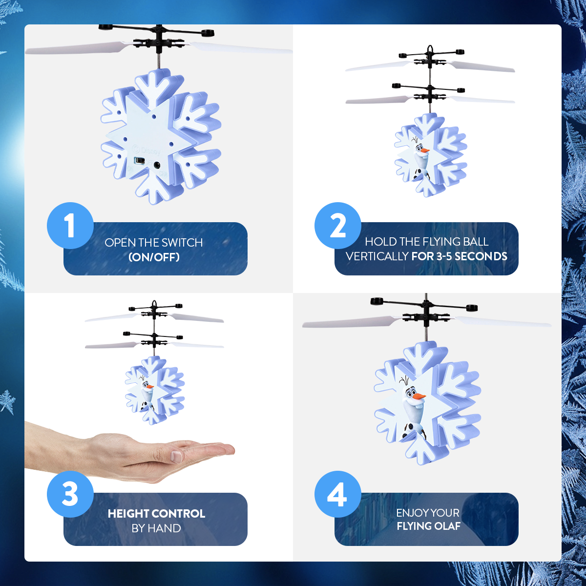 Helicóptero Bola OVNI de Infravermelhos com Deteção de Movimento Olaf, Disney Frozen