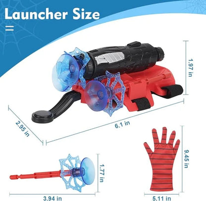 LED Flying Web-Shooter Toy for Kids with Interactive Wall Launcher