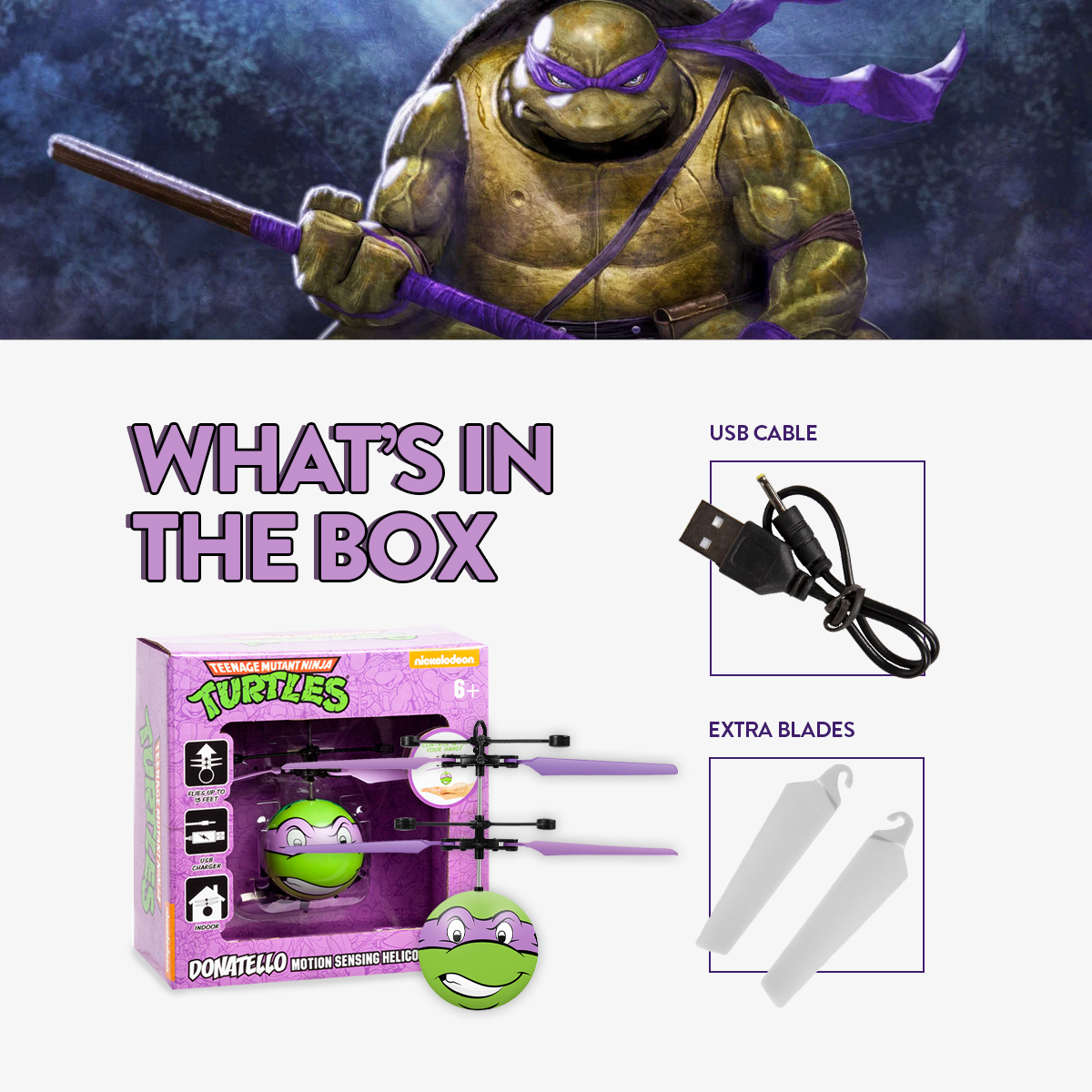 Helicóptero Bola OVNI IR Donatello TMNT da Nickelodeon