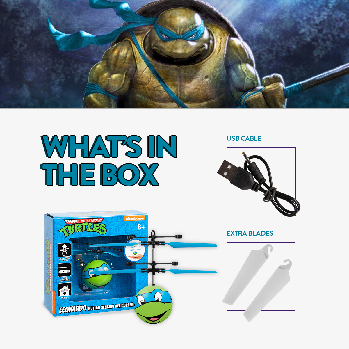 Nickelodeon TMNT Leonardo IR UFO Ball Helicopter