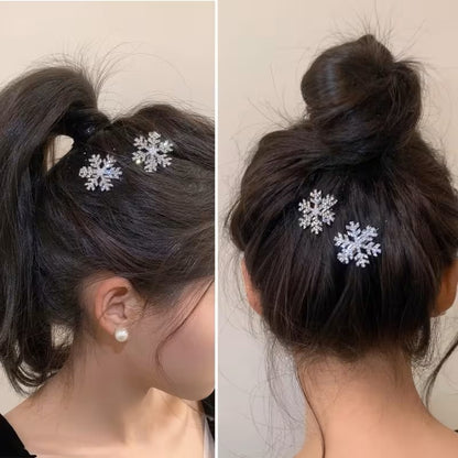 Sparkling Diamond Snow Hair Clips – Elegant Winter Metal Alligator Barrettes