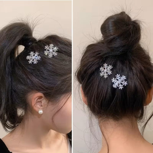 Sparkling Diamond Snow Hair Clips – Elegant Winter Metal Alligator Barrettes