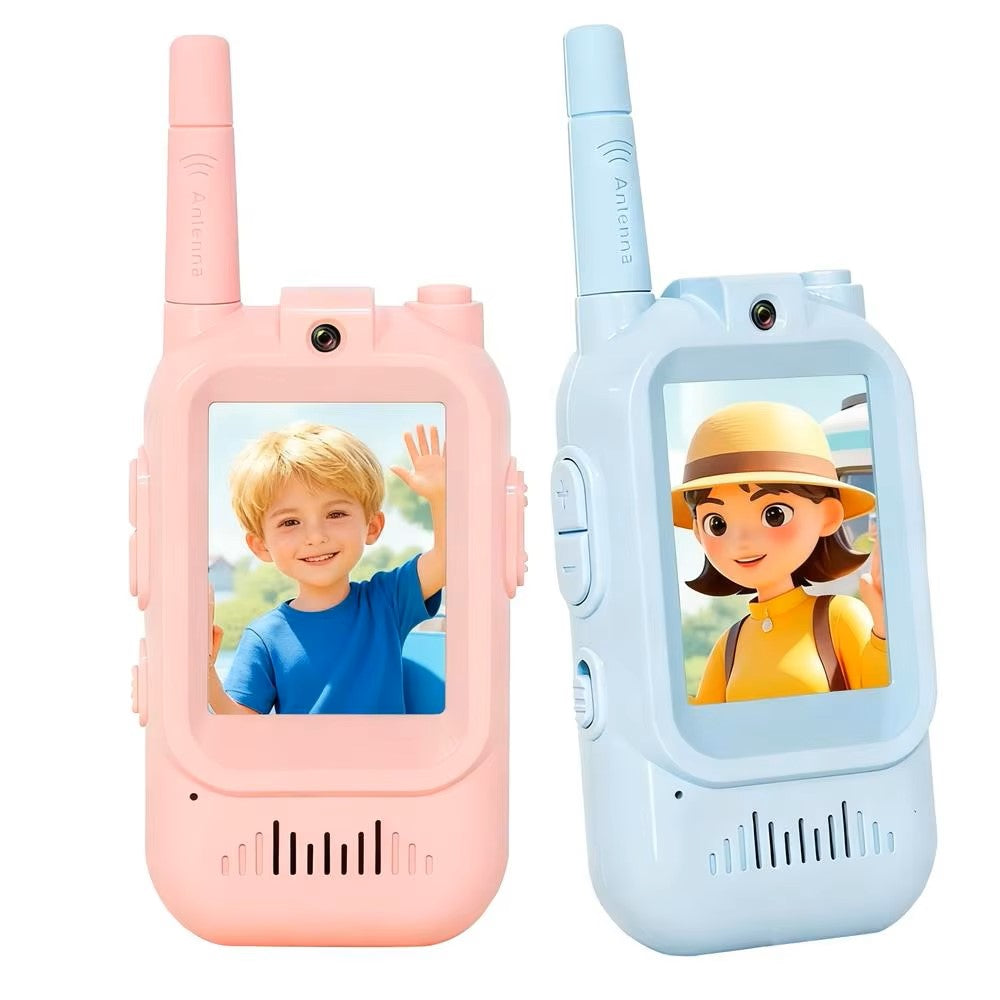 Conjunto de Walkie-Talkies para Crianças – Pack de 2 Rádios Recarregáveis de Longo Alcance com Ecrã de Vídeo para Crianças