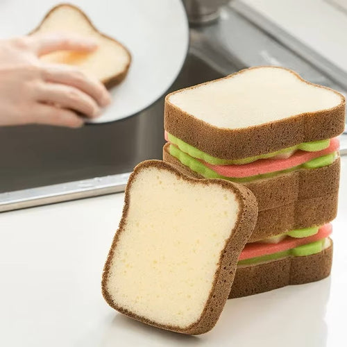 Juego de estropajos con forma de tostada - Esponjas de limpieza suaves y absorbentes con forma de rebanada de pan para platos y ollas